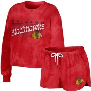 Chicago Blackhawks WEAR by Erin Andrews Red Tie Dye Lounge Set 2XL